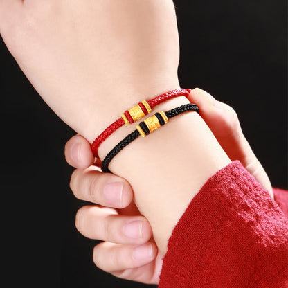 Pulsera de cuentas de la suerte con piedras de Buda del Tíbet, oro 999, con grabado Om Mani Padme Hum 
