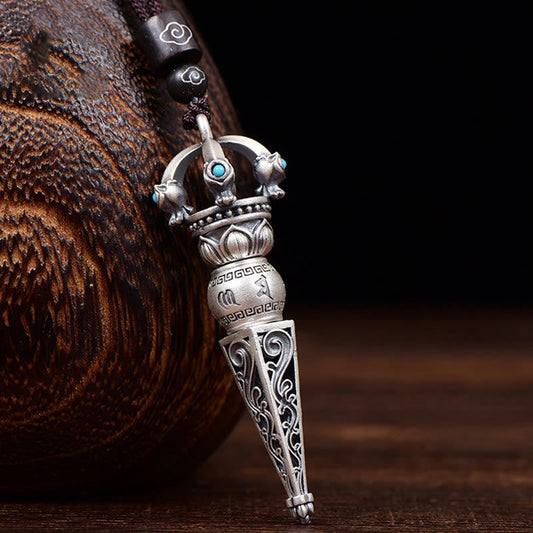 Colgante de collar giratorio con diseño de sabiduría de Buda, Om Mani Padme Hum tibetano, Dorje Vajra