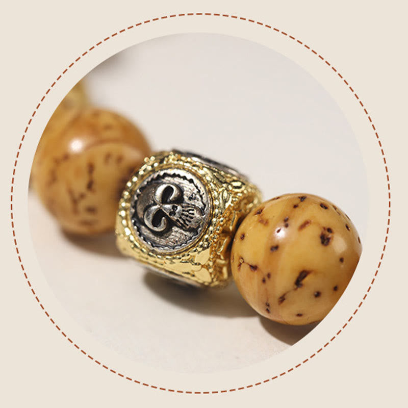 Pulsera de doble vuelta con semillas de Bodhi de rata y oro púrpura tibetano natural con piedras de Buda