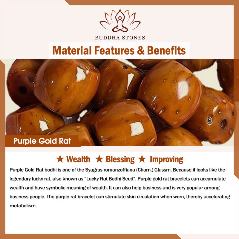 Pulsera de doble vuelta con semillas de Bodhi de rata y oro púrpura tibetano natural con piedras de Buda
