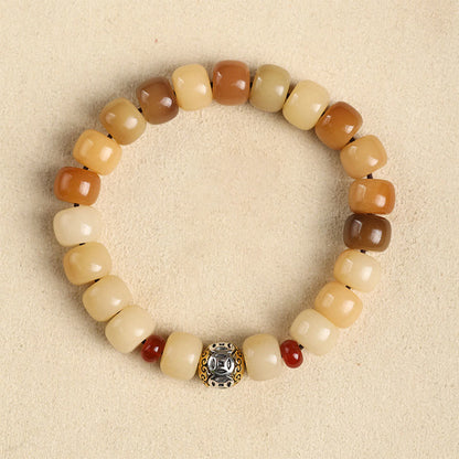 Pulsera de sabiduría Om Mani Padme Hum con semillas de Bodhi naturales de Buda y el Señor del Bosque Cadáver
