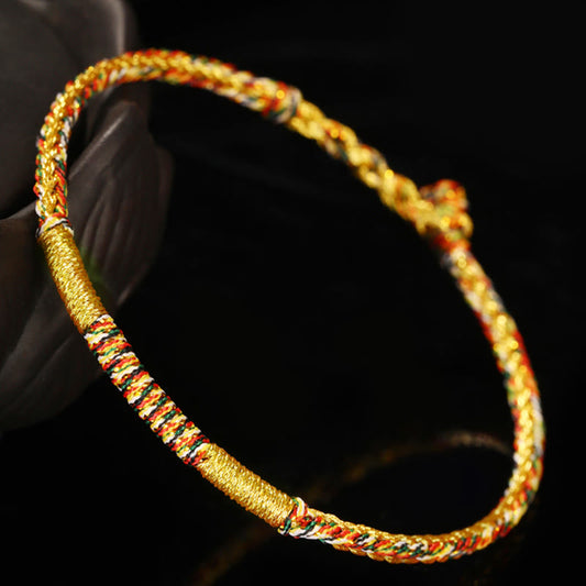 Buddha-Steine, handgefertigt, goldfarben, mehrfarbig, Seil, Schutz, geflochtenes Armband, Fußkettchen