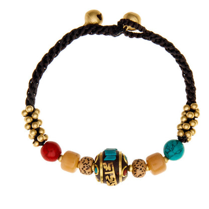 Pulsera de piedra de Buda con turquesa tibetana y Om Mani Padme Hum para protección y fuerza