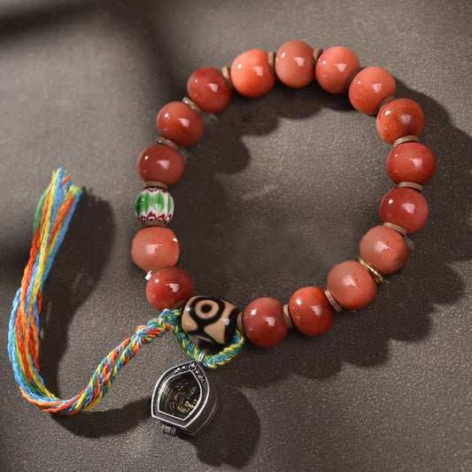 Pulsera tibetana de piedra de Buda con cuentas Dzi de hueso de camello natural, amuleto de semilla Bodhi, para la suerte