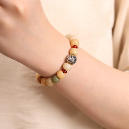 Pulsera de sabiduría Om Mani Padme Hum con semillas de Bodhi naturales de Buda y el Señor del Bosque Cadáver