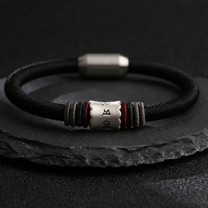 Pulsera con hebilla magnética de la paz Om Mani Padme Hum en plata de ley 999 con piedras de Buda