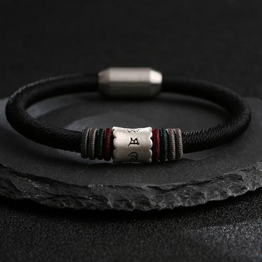 Armband mit magnetischer Schnalle von Buddha Stones, 999 Sterlingsilber, Om Mani Padme Hum, Peace