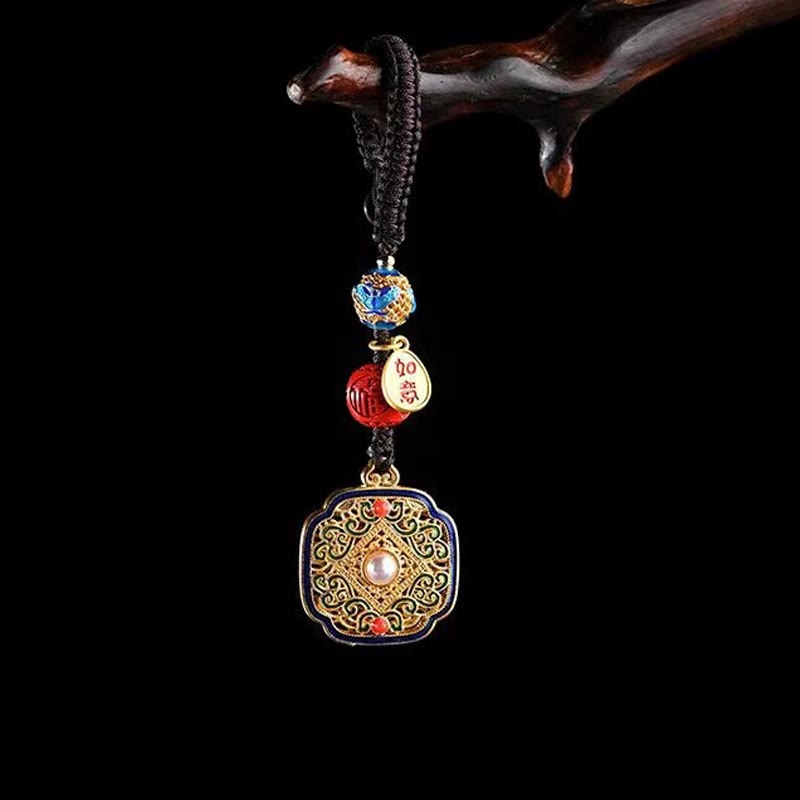 Llavero con dije de Ruyi y bendición del personaje Fu de Buda