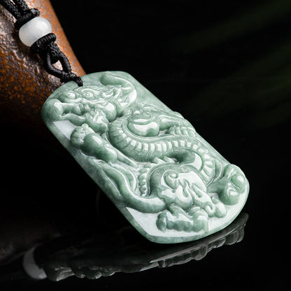 Collar con colgante de amuleto de éxito de jade del zodiaco chino del año del dragón con piedras de Buda 