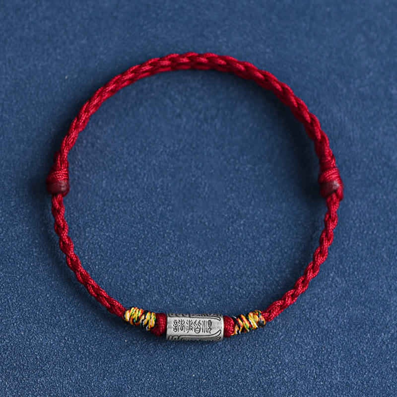 Pulsera tobillera de protección y fuerza con diseño "Todo va bien" de Buddha Stones, hecha a mano en plata de ley 925. 