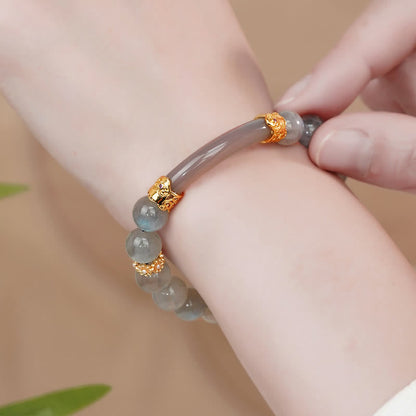 Pulsera de piedra lunar labradorita natural de Buddha Stones con curación cambiante 