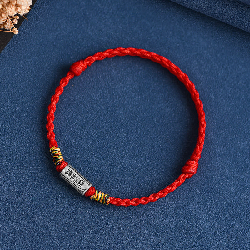 Pulsera tobillera de protección y fuerza con diseño "Todo va bien" de Buddha Stones, hecha a mano en plata de ley 925. 