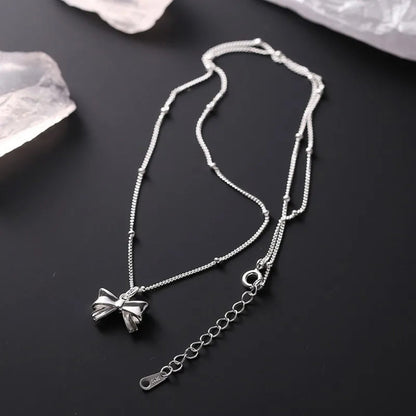 Charming Ribbon Bow Pendant Necklace