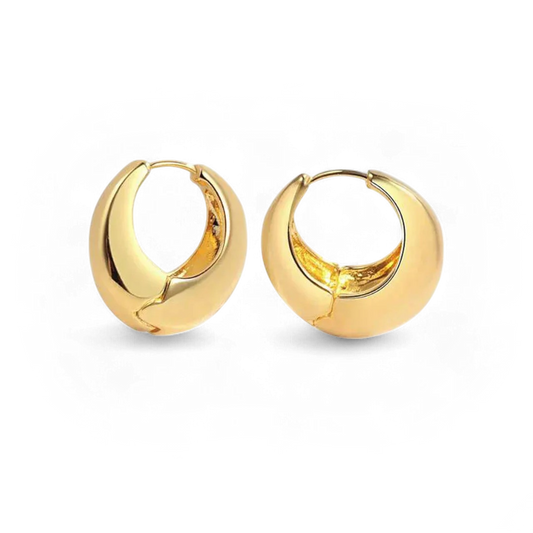 Klobige, runde Huggie-Ohrringe mit Kuppel