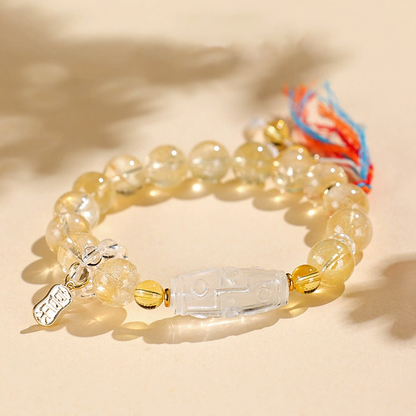 Citrine Nine-Eye Dzi Wealth & Success Bracelet
