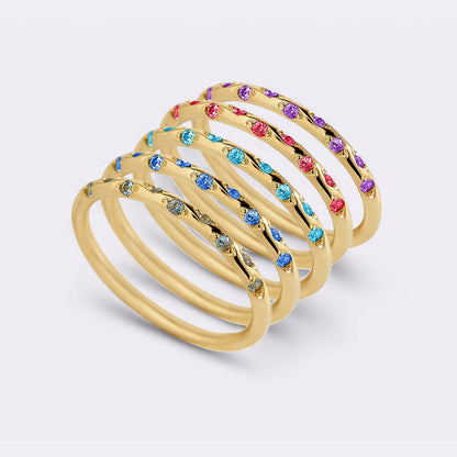 Dainty Birthstone Constellation Band