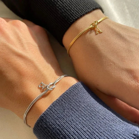 Couple's Initial Love Knot Bracelet