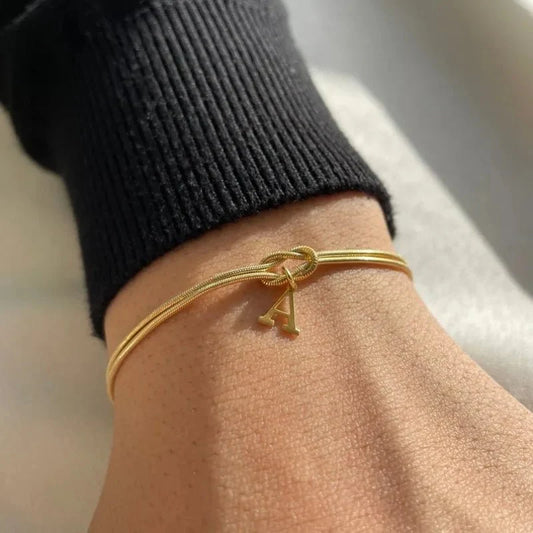Couple's Initial Love Knot Bracelet