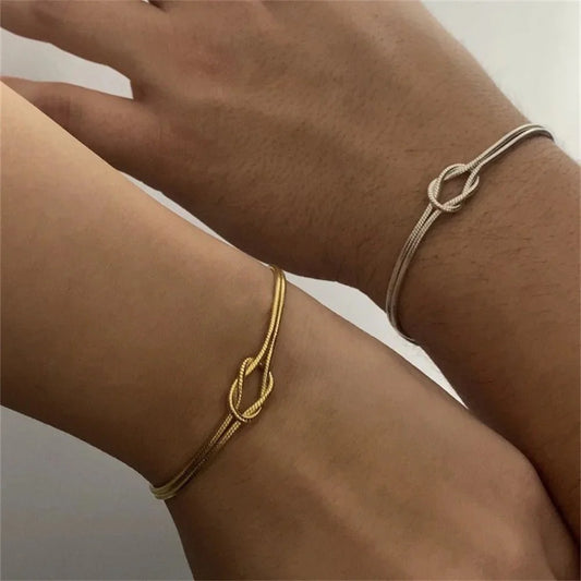 Couples Matching Infinity Knot Bracelet & Ring Set