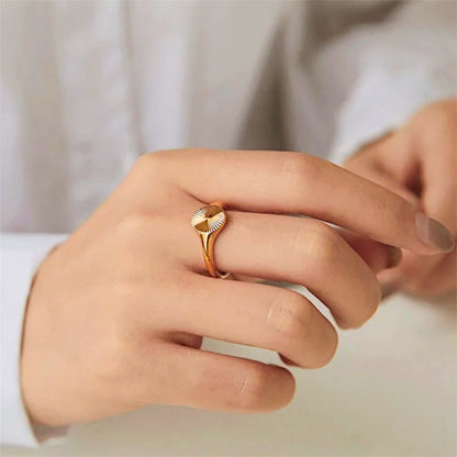 Couple's Sunbeam Signet Ring