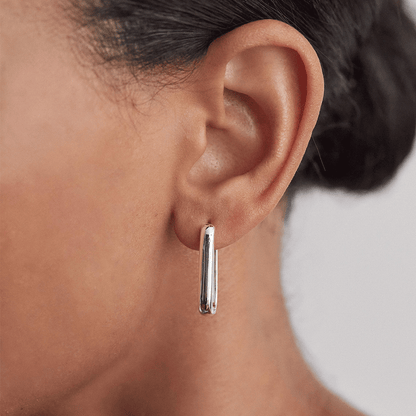 Große Creolen mit schlichter Perle in Silber