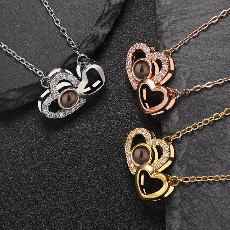 Custom Eternal Bond Two-Heart Projection Necklace