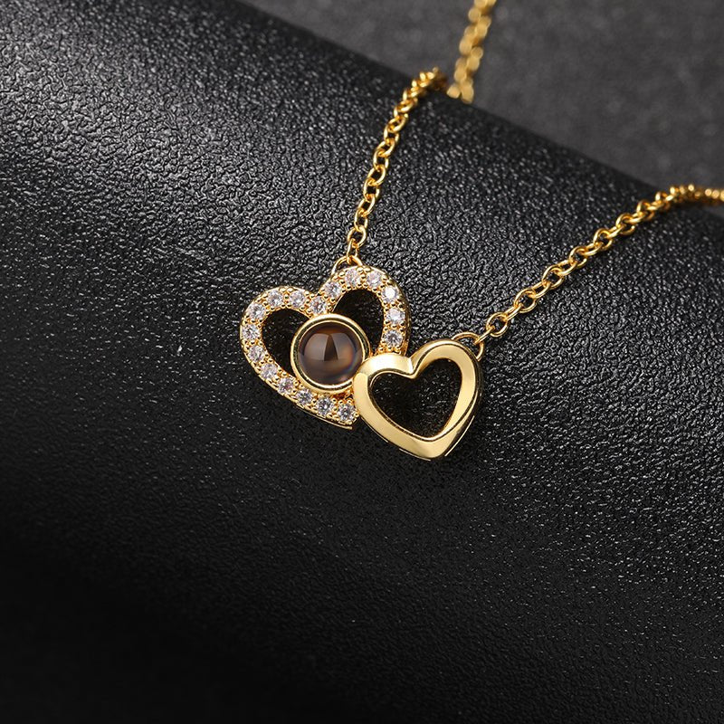 Custom Eternal Bond Two-Heart Projection Necklace