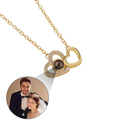 Custom Eternal Bond Two-Heart Projection Necklace