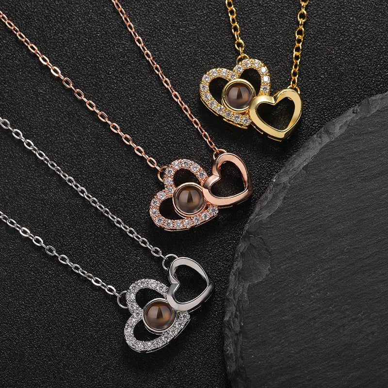 Custom Eternal Bond Two-Heart Projection Necklace