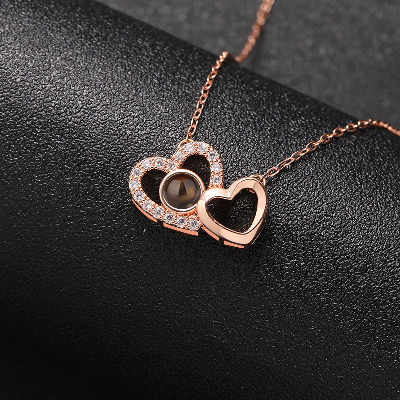 Custom Eternal Bond Two-Heart Projection Necklace