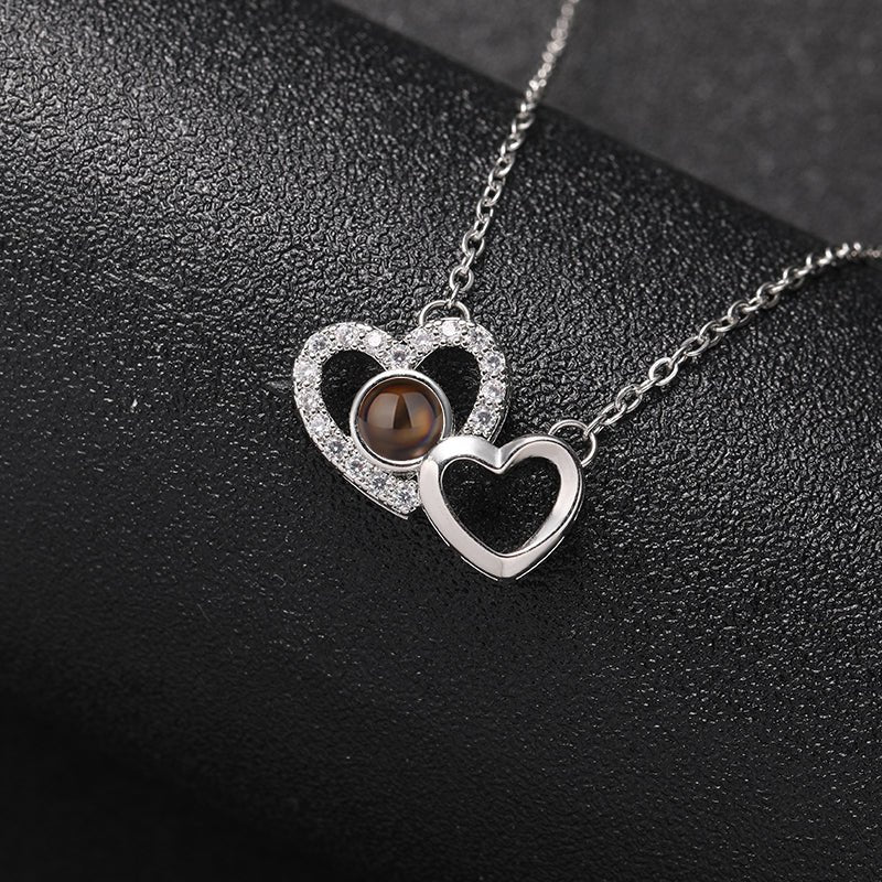 Custom Eternal Bond Two-Heart Projection Necklace