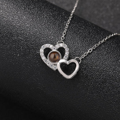 Custom Eternal Bond Two-Heart Projection Necklace