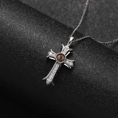 Custom Eternal Cross Hidden Photo Necklace