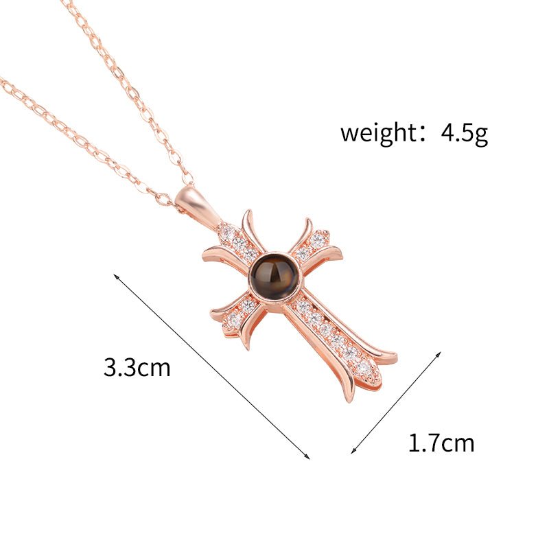 Custom Eternal Cross Hidden Photo Necklace