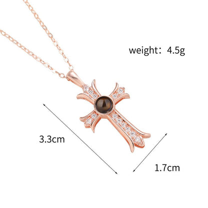Custom Eternal Cross Hidden Photo Necklace