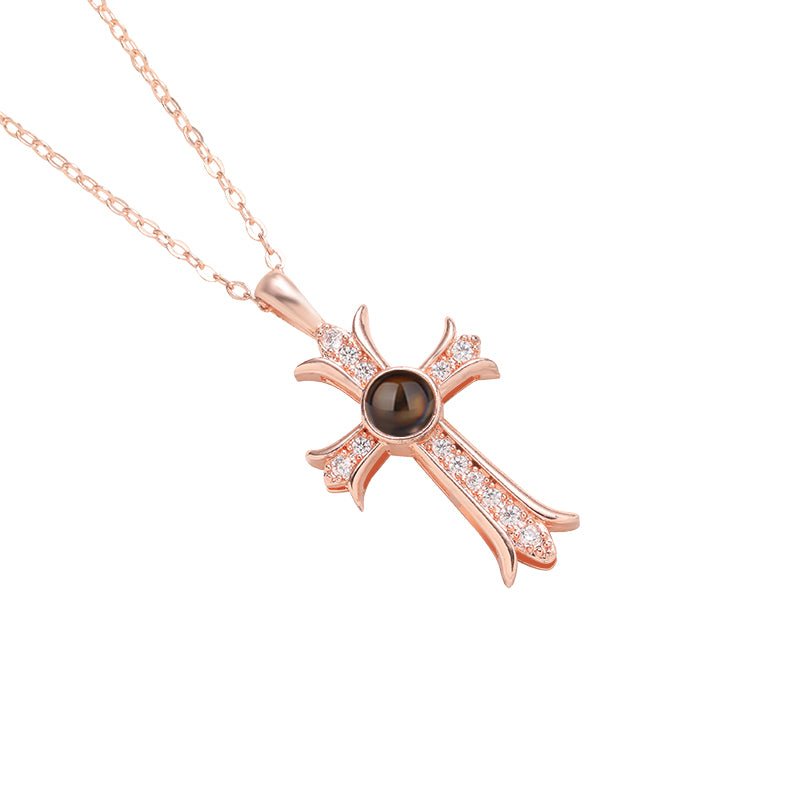 Custom Eternal Cross Hidden Photo Necklace
