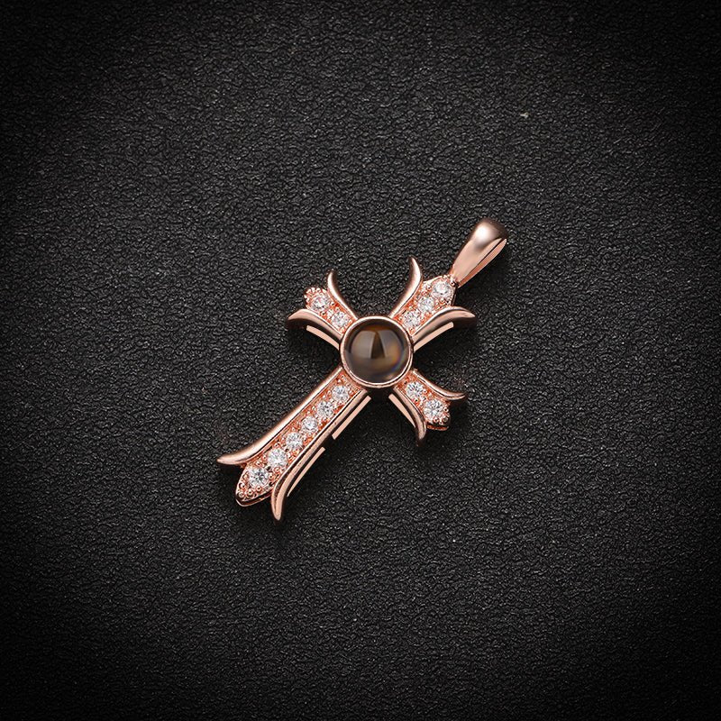Custom Eternal Cross Hidden Photo Necklace
