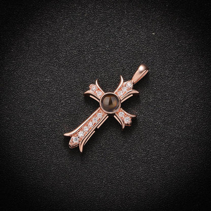 Custom Eternal Cross Hidden Photo Necklace