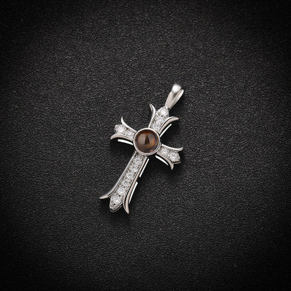 Custom Eternal Cross Hidden Photo Necklace