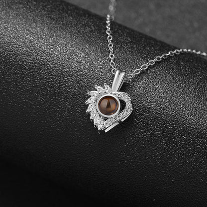Custom Ever Glow Heart Hidden Photo Necklace