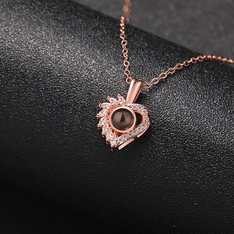 Custom Ever Glow Heart Hidden Photo Necklace