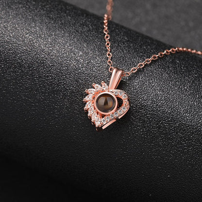 Custom Ever Glow Heart Hidden Photo Necklace