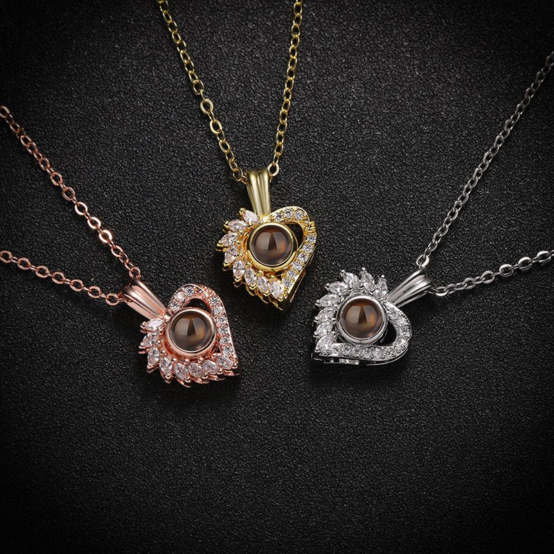 Custom Ever Glow Heart Hidden Photo Necklace