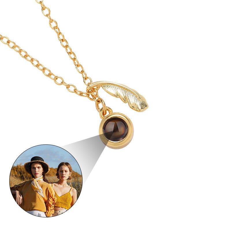 Collar personalizado con foto oculta y brillo de plumas 