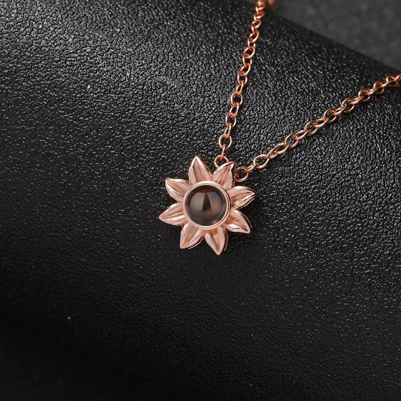 Custom Floral Glow Hidden Photo Necklace