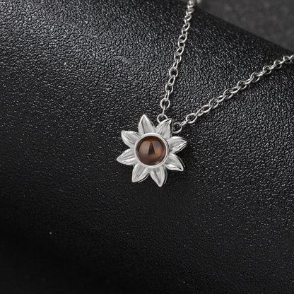 Custom Floral Glow Hidden Photo Necklace