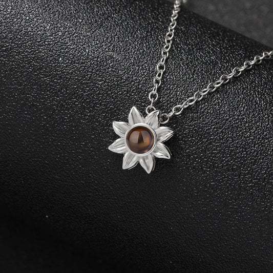 Custom Floral Glow Hidden Photo Necklace