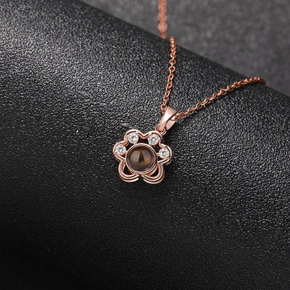 Custom Glittering Puppy Paw Hidden Photo Necklace