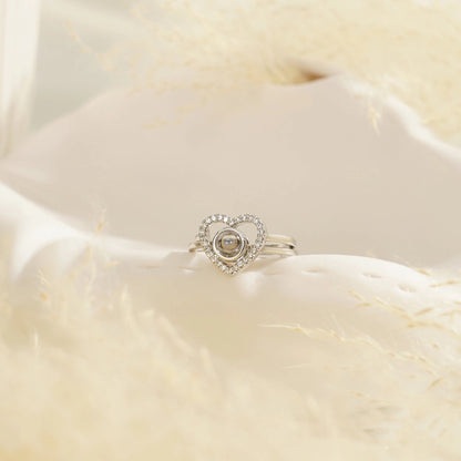 Custom Glow Heart Duo Hidden Photo Ring