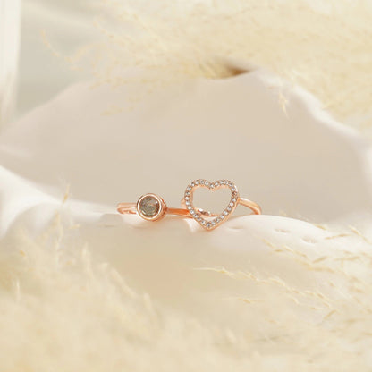 Custom Glow Heart Duo Hidden Photo Ring